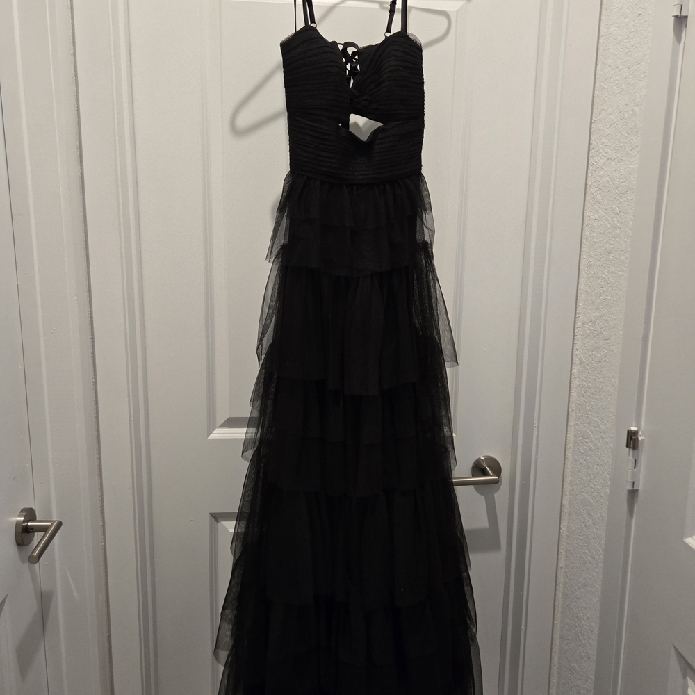Elegant Black Tiered Evening Gown